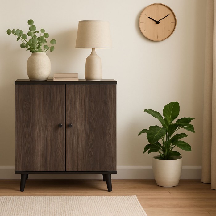 دولاب أحذية متعدد الأغراض 2 باب 4 دور بني 95x40x80  سم 