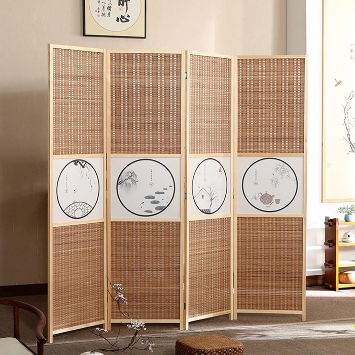 فاصل خشبي من الخيزران للغرف ، حاجز حفظ الخصوصية 182cm