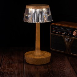 مصباح طاولة شكل خشبي إضاءة لمس 22 سم 