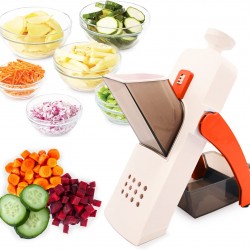 قطاعة ماندولين آمنة للمطبخ ، قطاعة يدوية للخضروات مع حاوية - برتقالي 