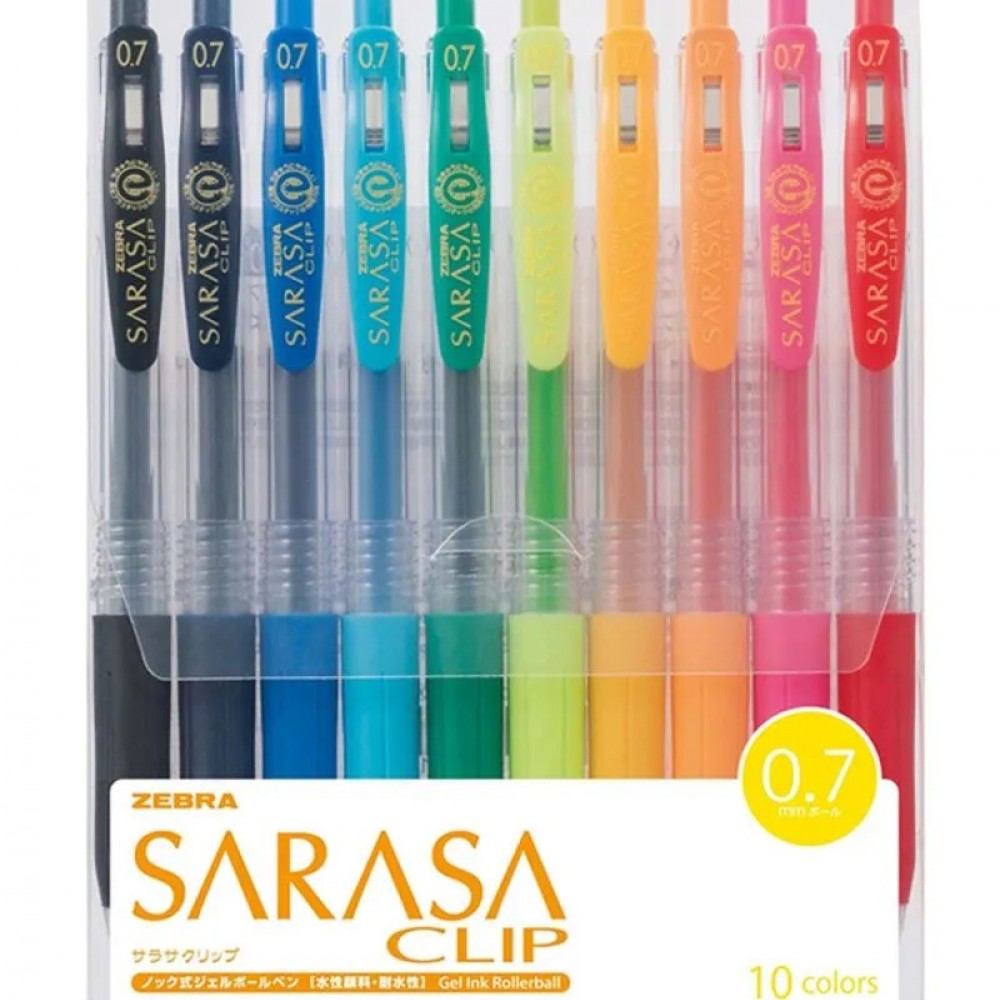 زيبرا ساراسا كليب قلم حبر جل متعدد الألوان 0.7 ملم 104500 10 قطعة