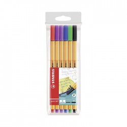 ستابيلو طقم أقلام حبر خط رفيع بوينت 88 فاين لاينر - 6 ألوان